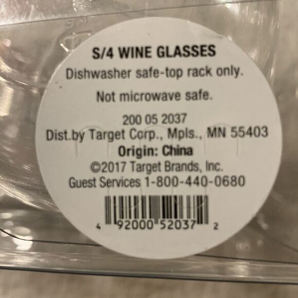 Set of four plastic clear with graphics wine glasses - Picture 3 of 6
